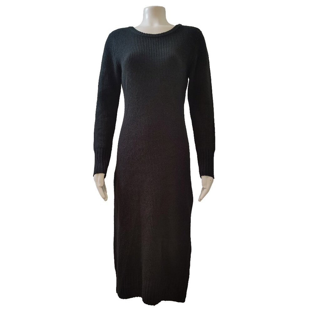 Calvin Klein Womens Ribbed Zipper Slit Sweater Dress
